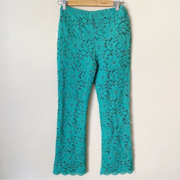 Free People Teal Lace Cropped Pants - Picture 5 of 7